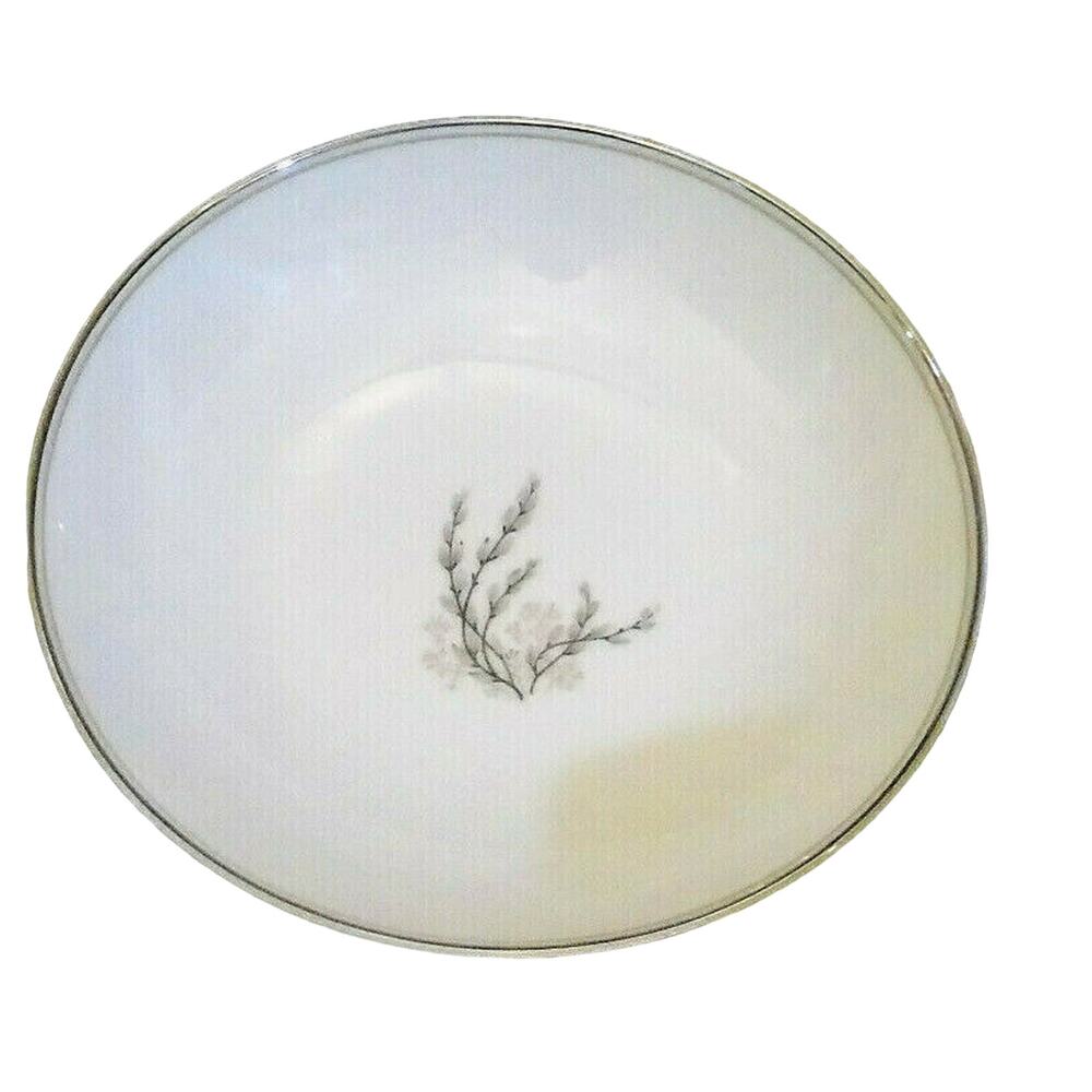 Noritake Coupe Soupe Bowl Candice Pussywillow White Silver Mid Century Mad Men